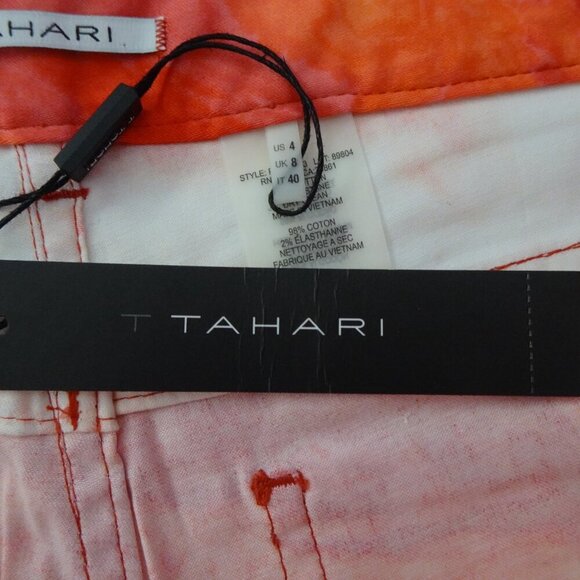 Tahari Straight Leg Jeans Women's Size 4 Orange Peach Swirl Lightweight Miranda - Picture 9 of 11